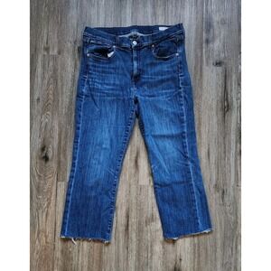 AYR The Pop Jeans Womens 34x24.5 Blue Stretch Denim Straight Leg Crop Whiskering